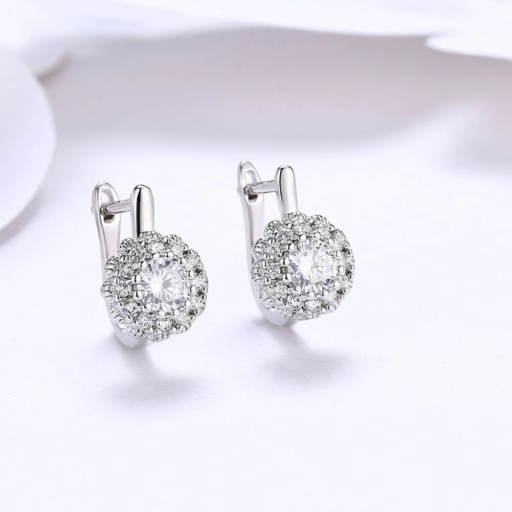 SKMEI LKN043 Rhinestone Flower Earring Hoops for Women
