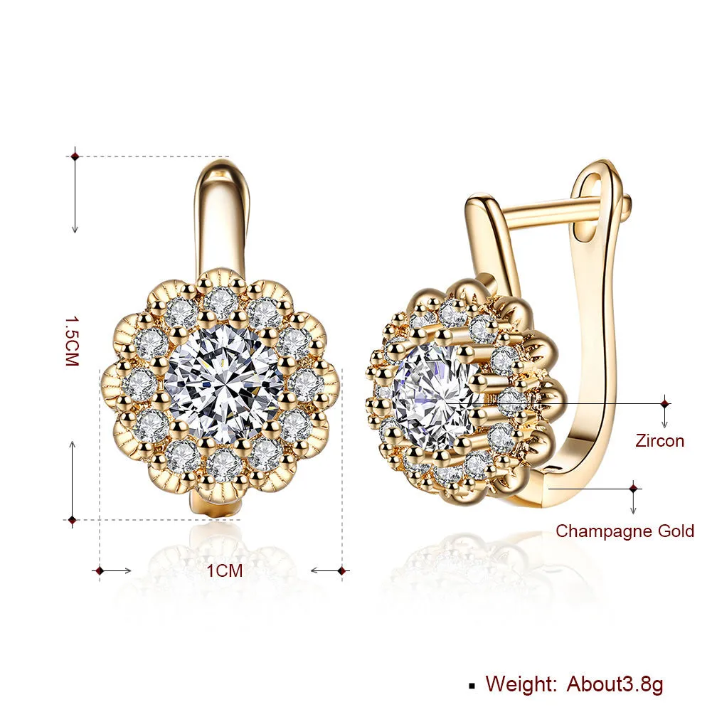 SKMEI LKN043 Rhinestone Flower Earring Hoops for Women