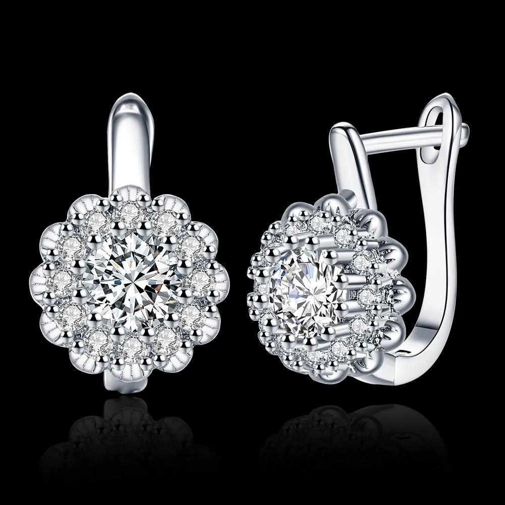SKMEI LKN043 Rhinestone Flower Earring Hoops for Women