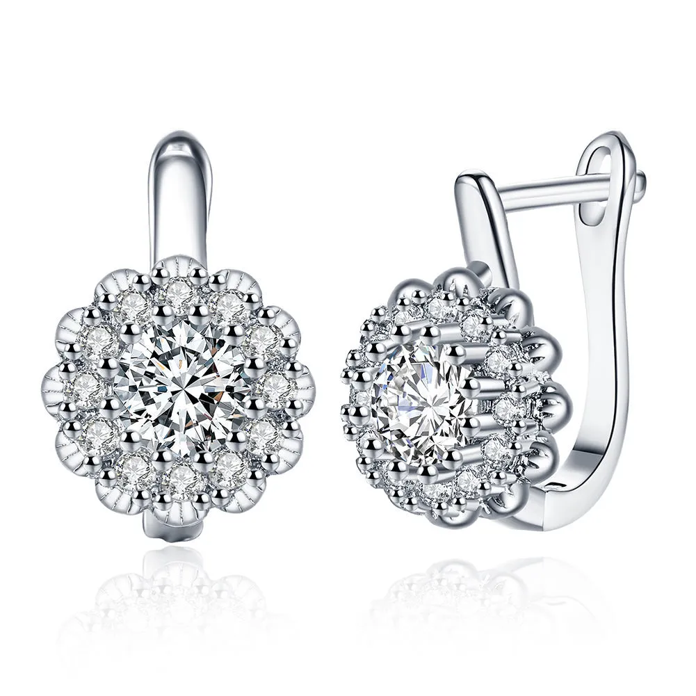 SKMEI LKN043 Rhinestone Flower Earring Hoops for Women
