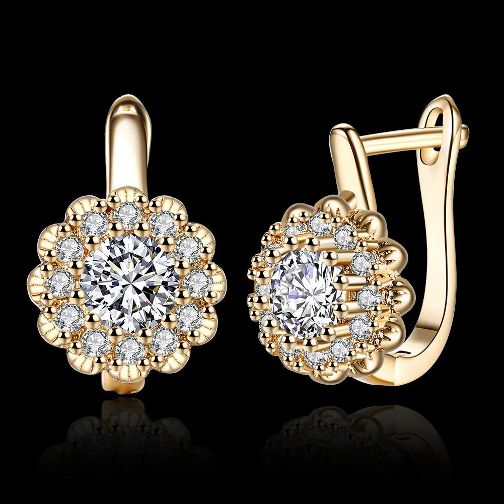 SKMEI LKN043 Rhinestone Flower Earring Hoops for Women