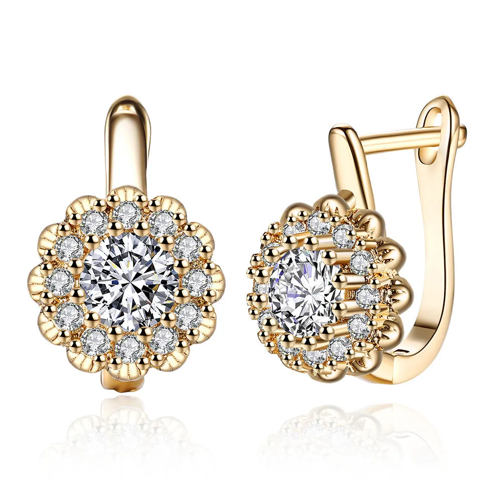 SKMEI LKN043 Rhinestone Flower Earring Hoops for Women