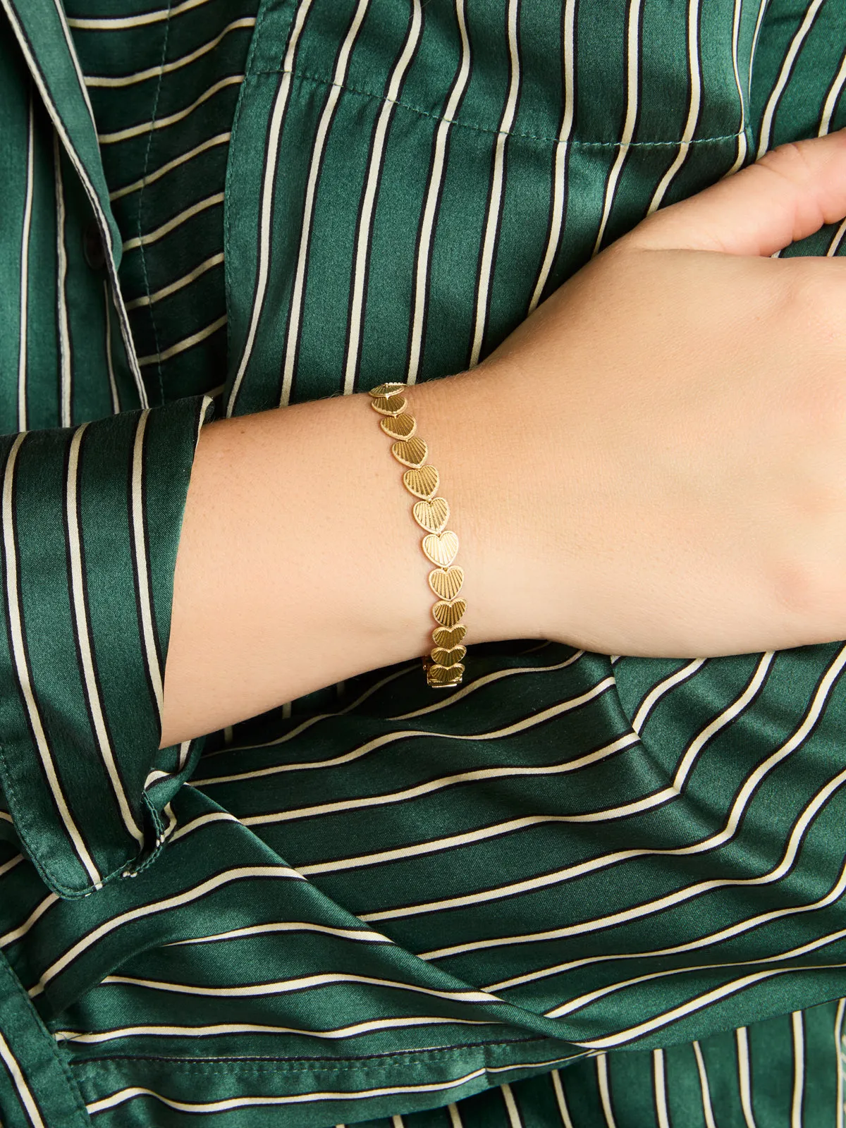 Small Love Heart Token Yellow Gold Bracelet