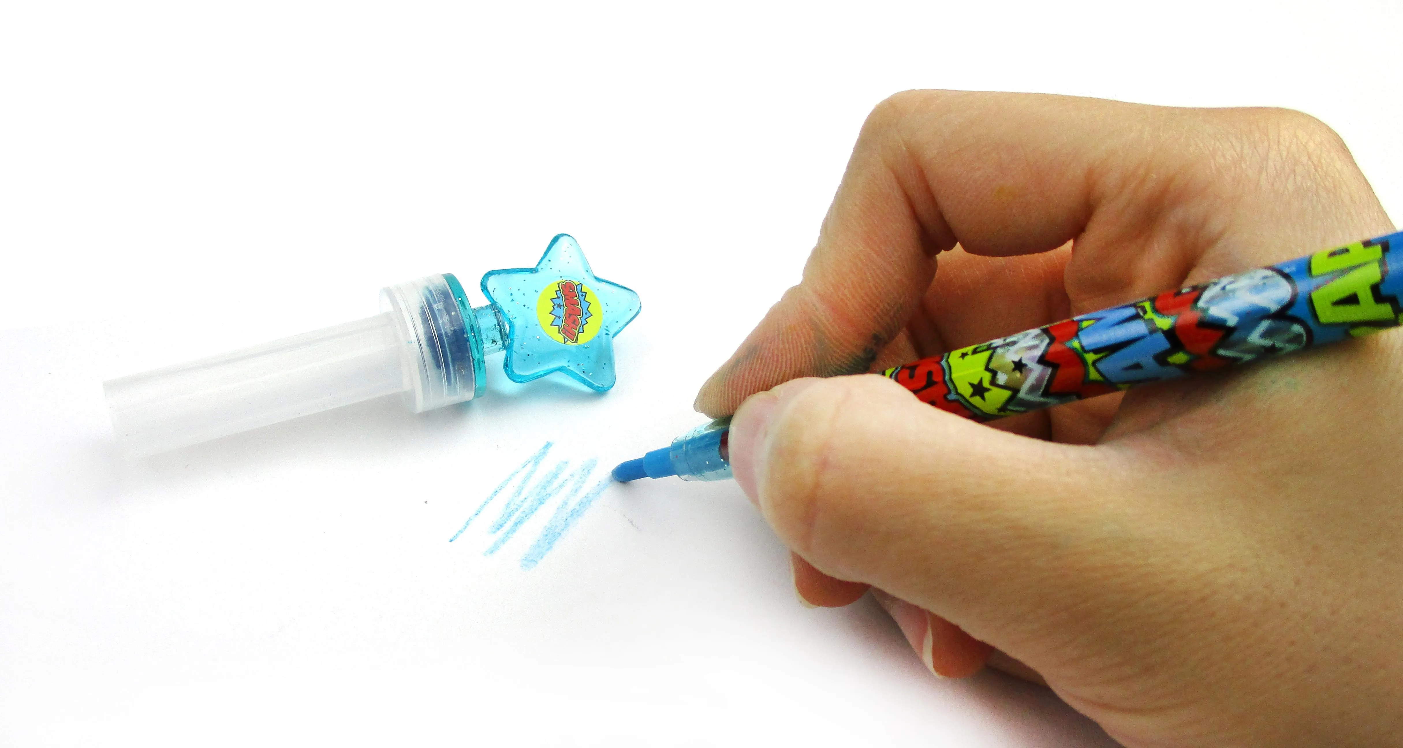 Superhero Stackable Crayon with Stamper Topper
