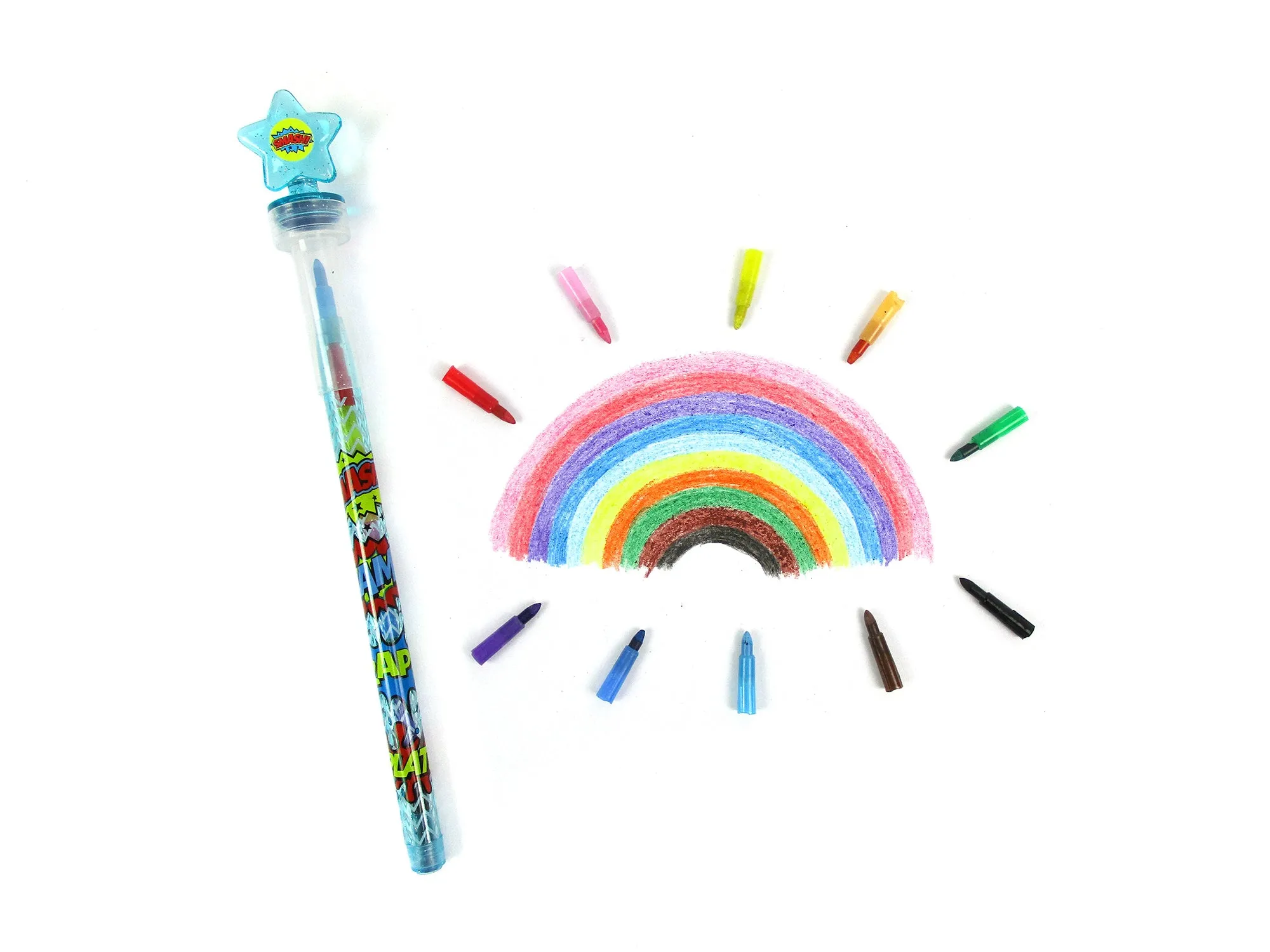 Superhero Stackable Crayon with Stamper Topper