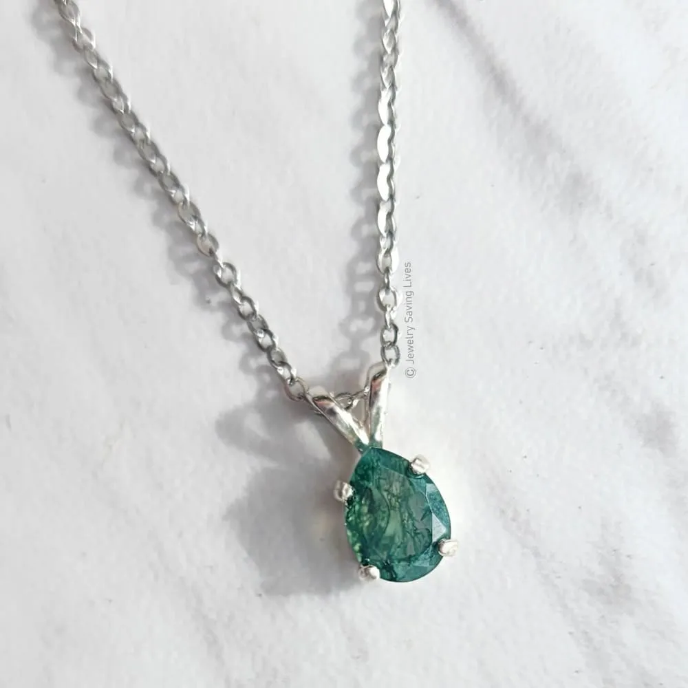 Teardrop Moss Agate Necklace
