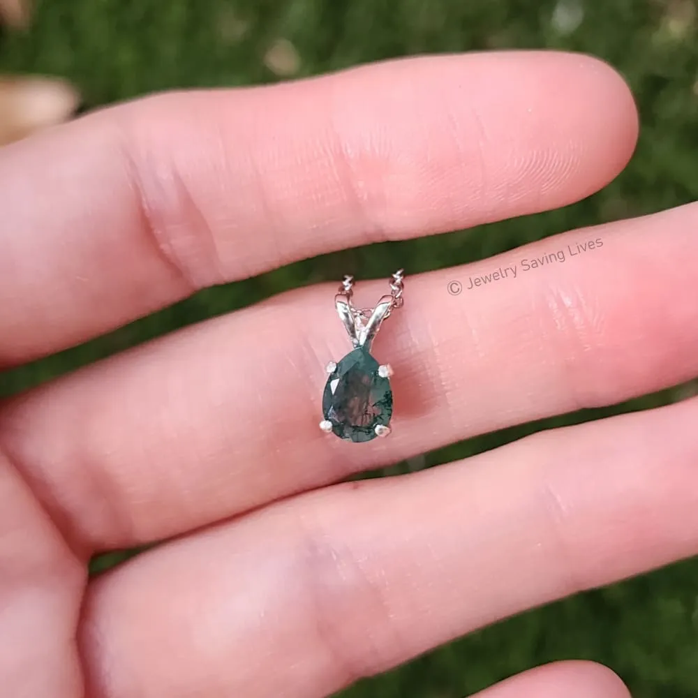 Teardrop Moss Agate Necklace