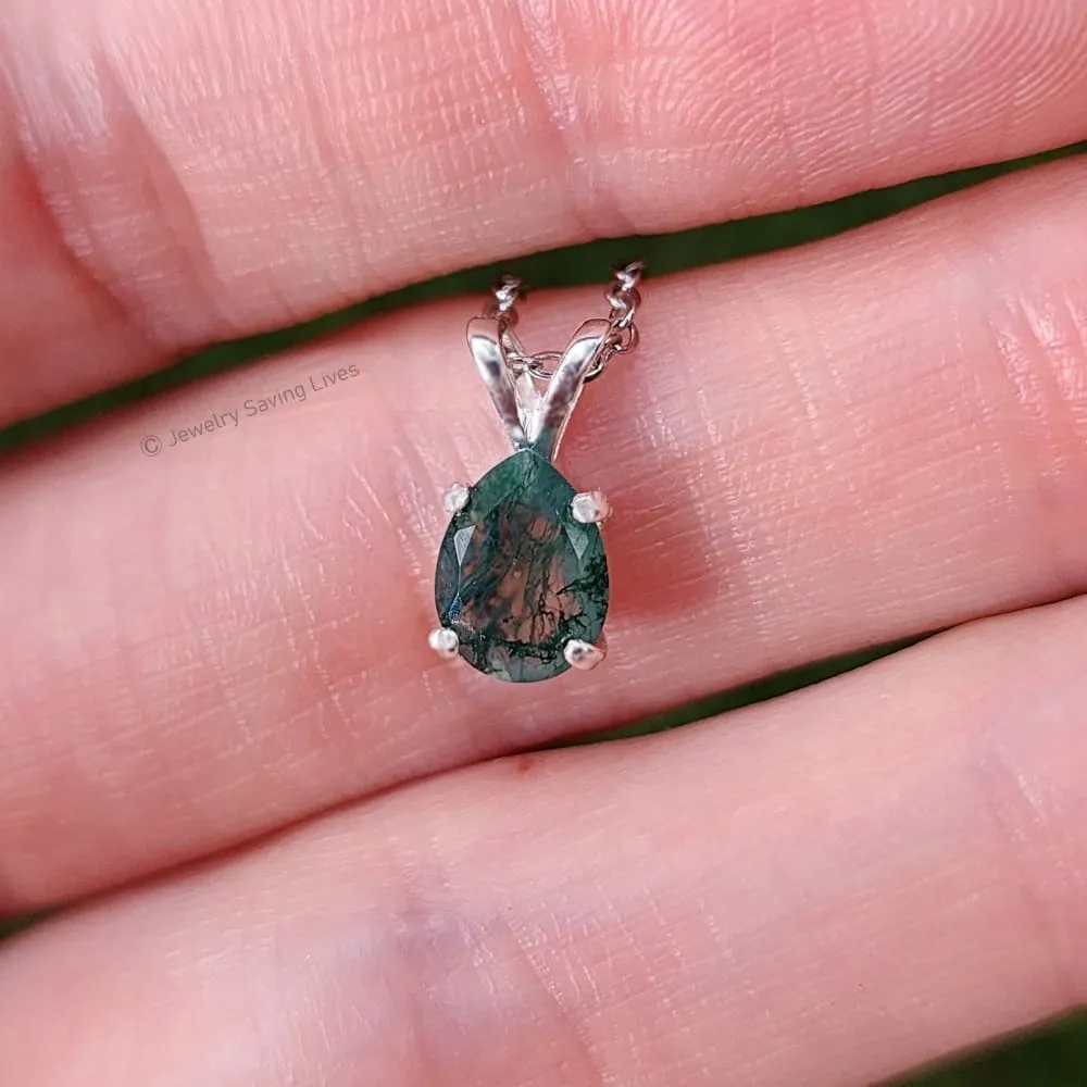 Teardrop Moss Agate Necklace