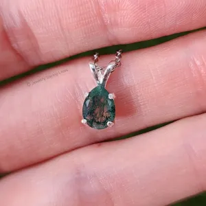 Teardrop Moss Agate Necklace