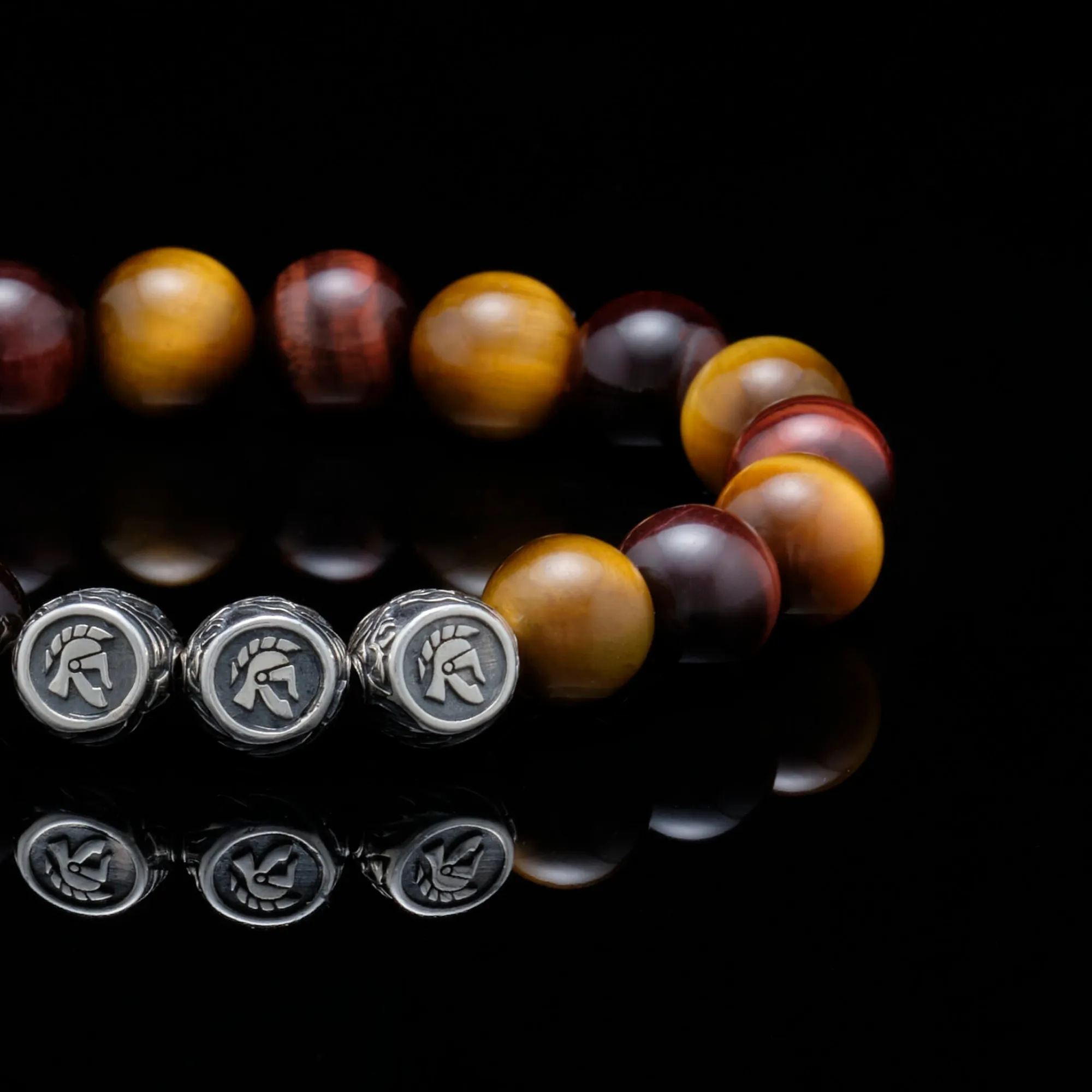 The Huntsman | Silver Dragrose Tiger Eye Beaded Bracelet