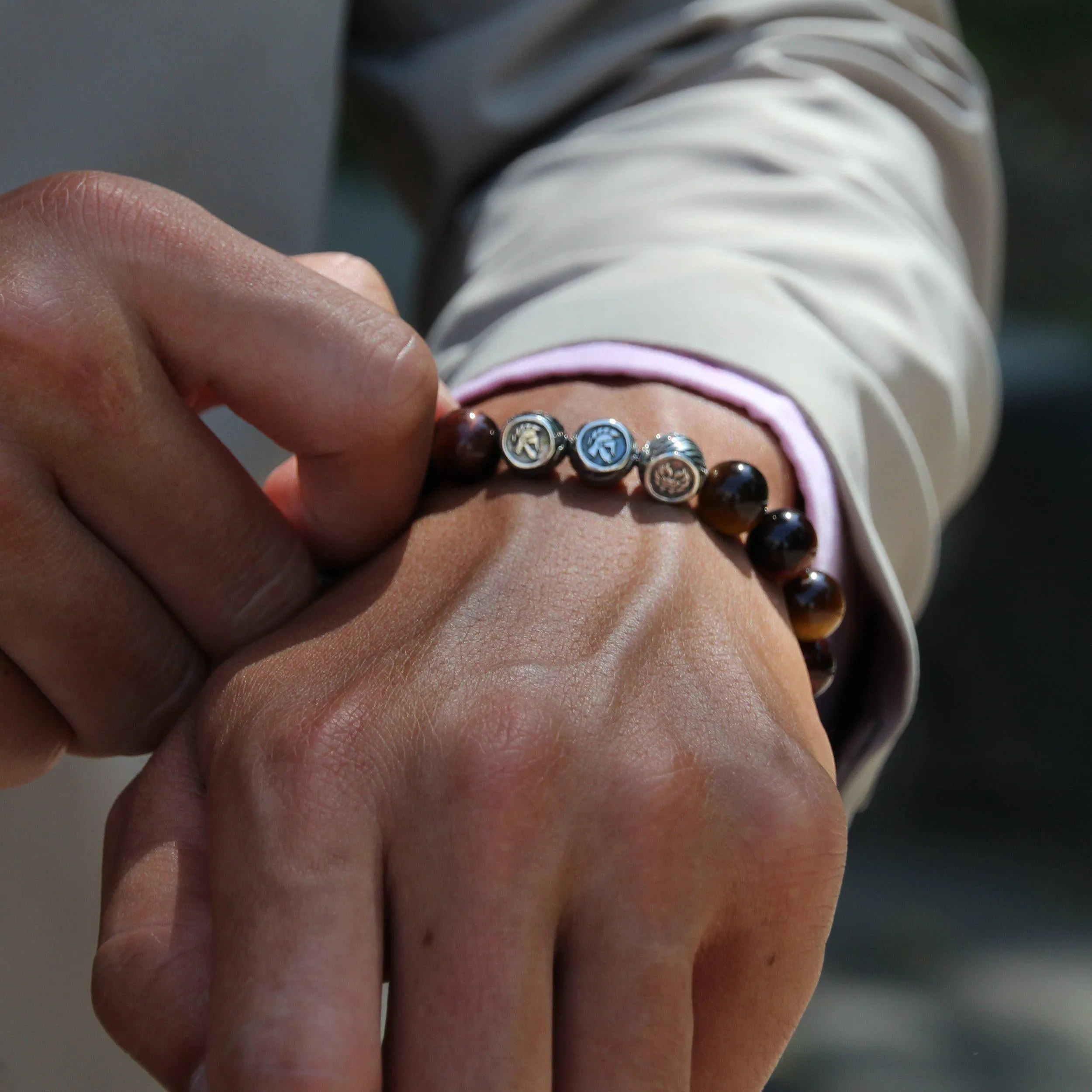 The Huntsman | Silver Dragrose Tiger Eye Beaded Bracelet
