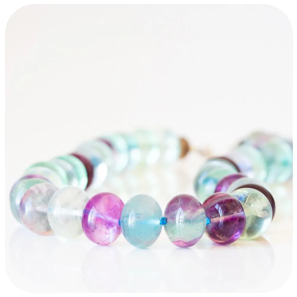 The Minty Fluorite Bead Necklace with Blue Topaz Charm