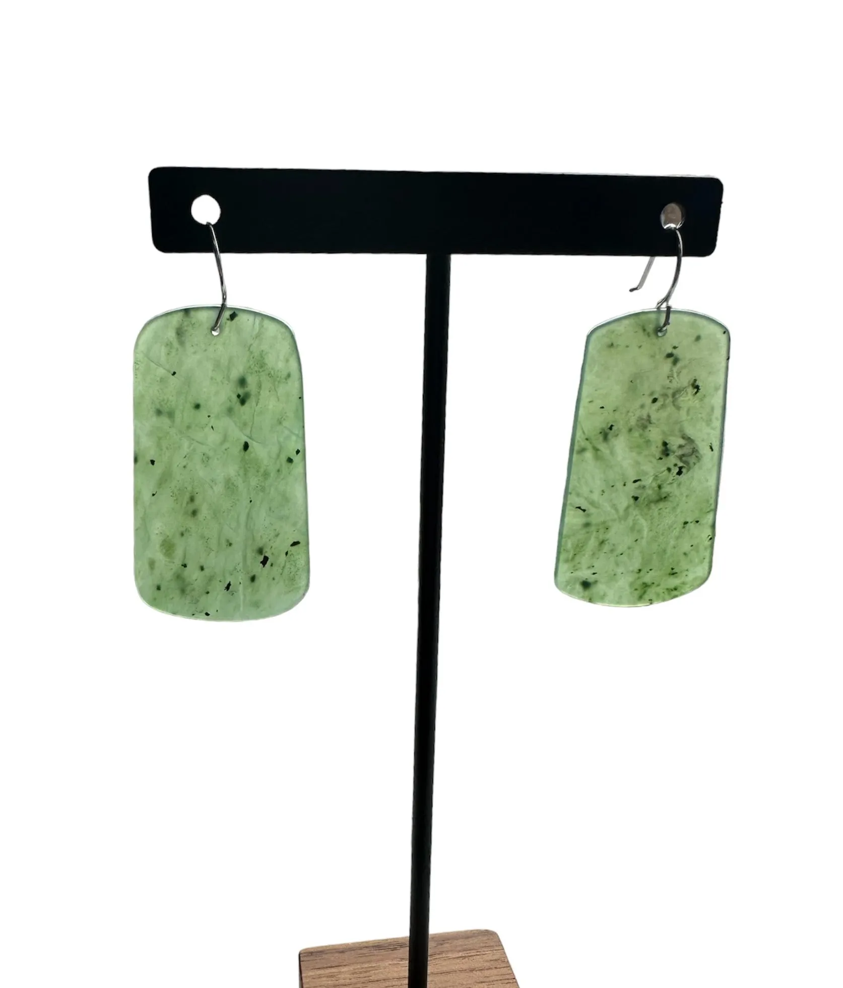 Thin Nephrite Jade Earrings