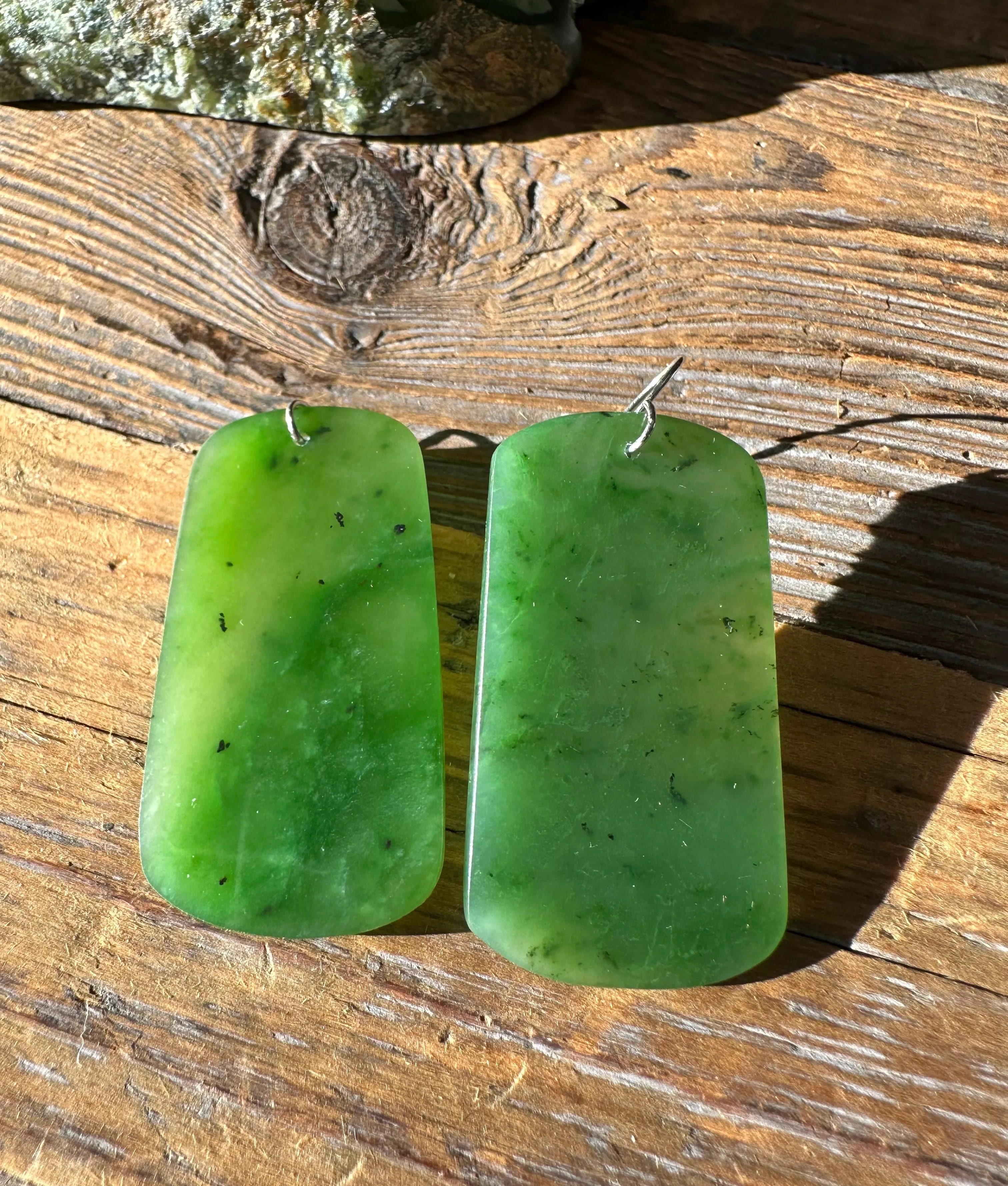 Thin Nephrite Jade Earrings
