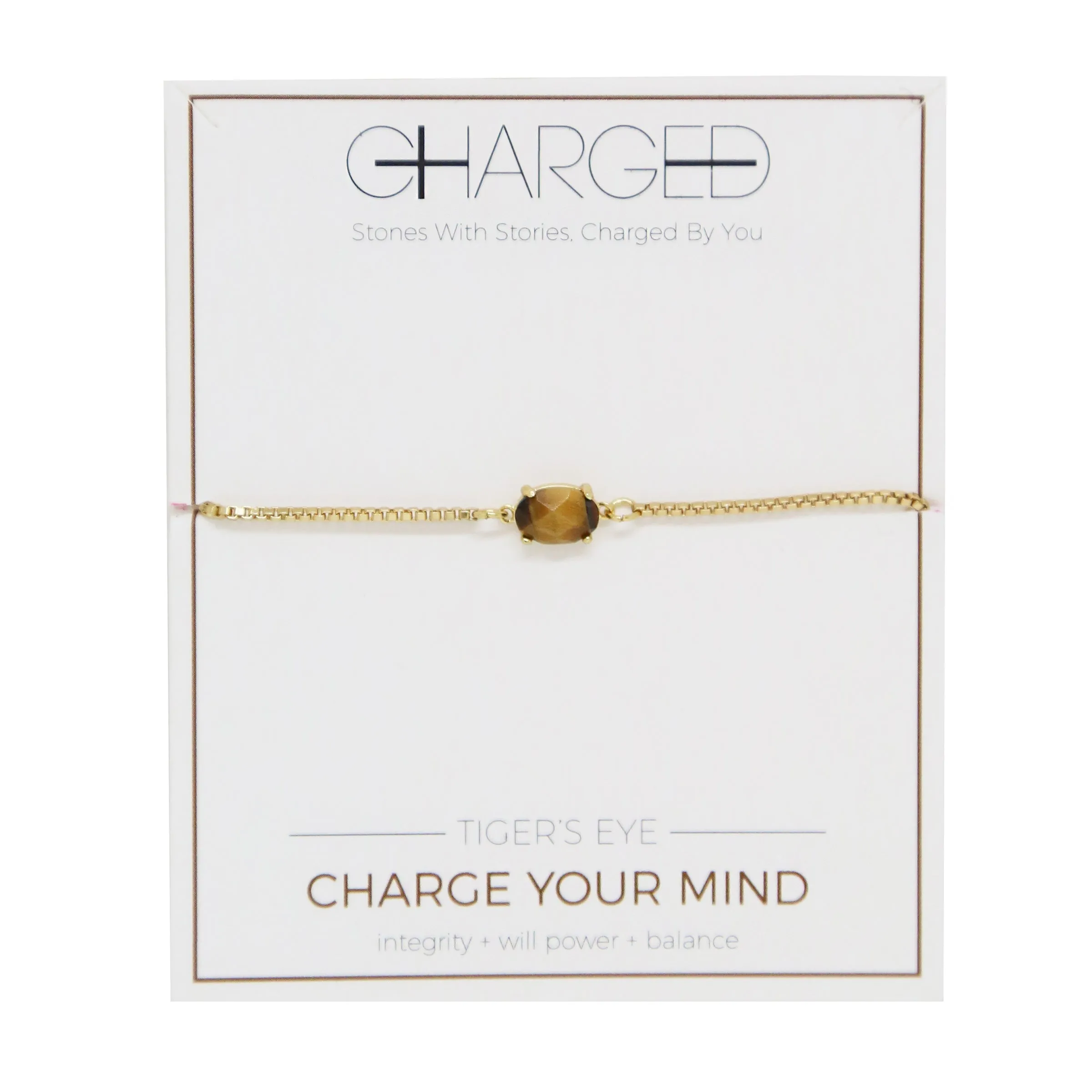 Tiger's Eye & Gold Adjustable Chain Bracelet