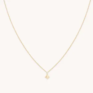 White Topaz Star Pendant Necklace in Solid Gold