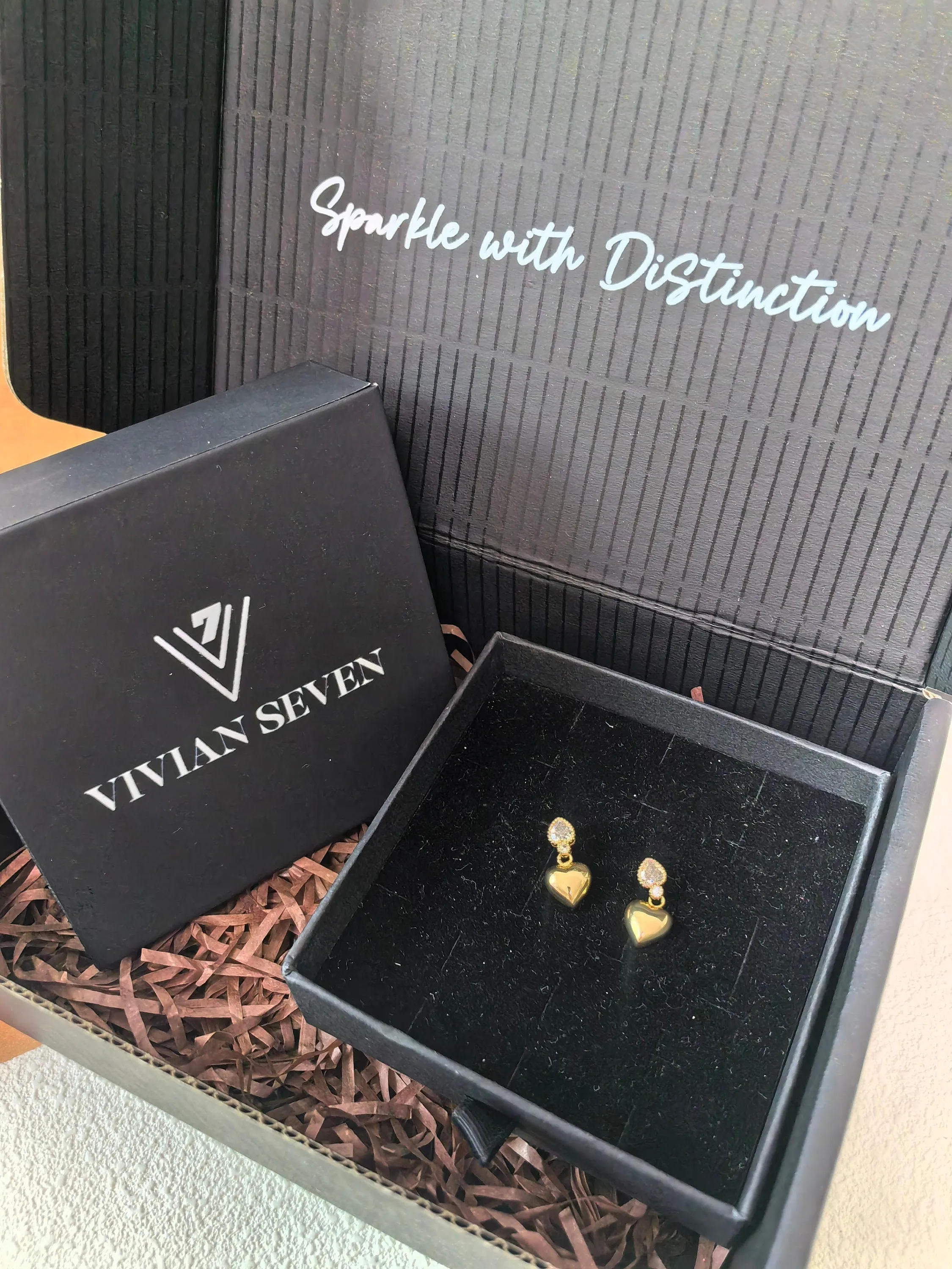 Zircon 19K Gold Plate Heart Stud Dainty Earrings